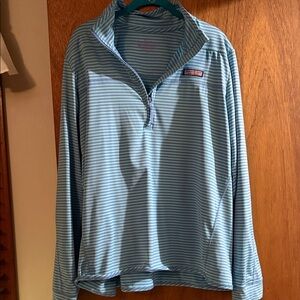 Vineyard Vines Striped Blue Quarter-Zip Pullover